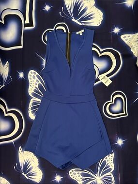 Sleeveless Royal Blue Fit-and-Flare romper